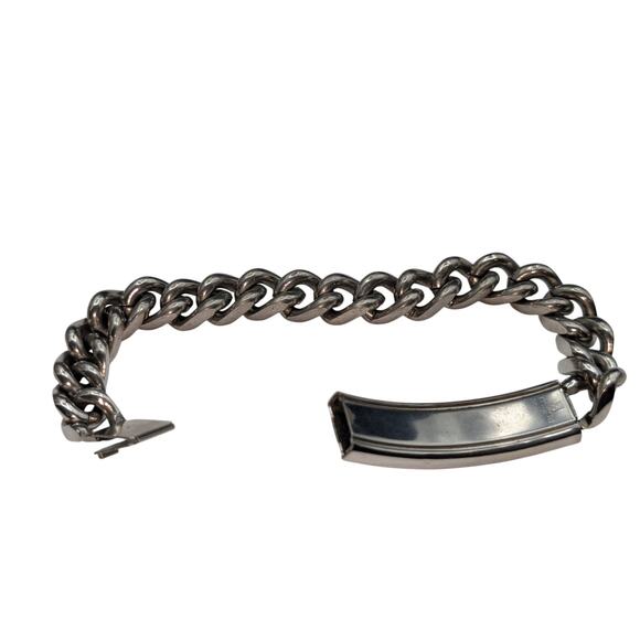 Vtg SPEIDEL USA Mens 'Jeremy' Engraved Silver Tone ID Bracelet Signed STE TA - Picture 5 of 7